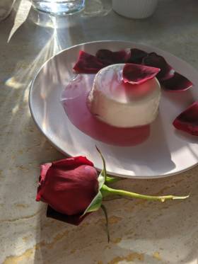 Panna Cotta with rose syrup